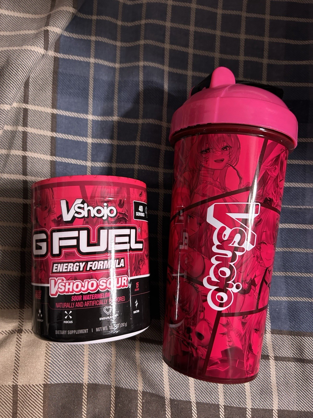 GFUEL Vshojo Collectors Box Shaker And Tub STICKERS INCLUDED