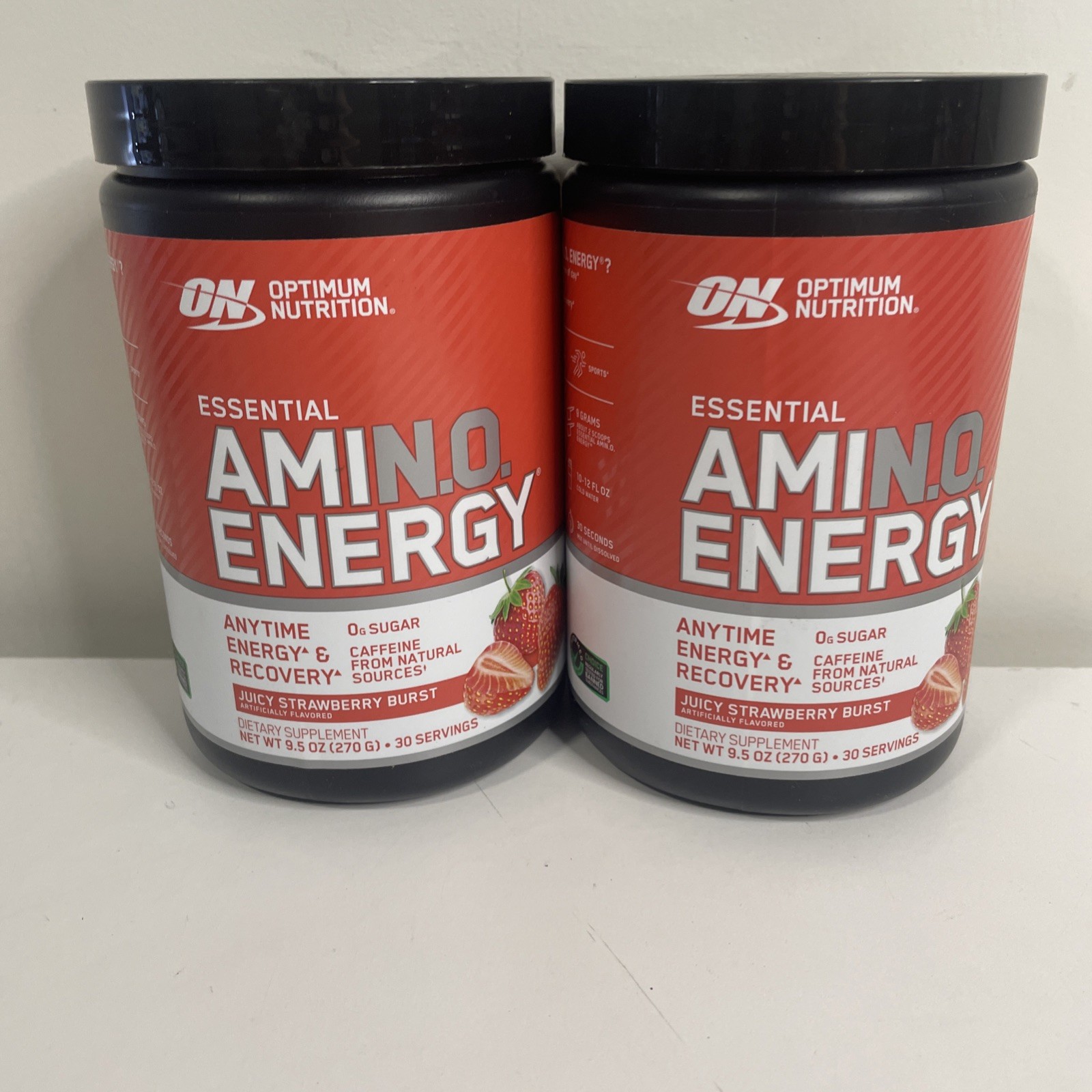 (2) Essential Amin.O. Energy Juicy Strawberry Burst 9.5 oz 270 g EXP 9/27