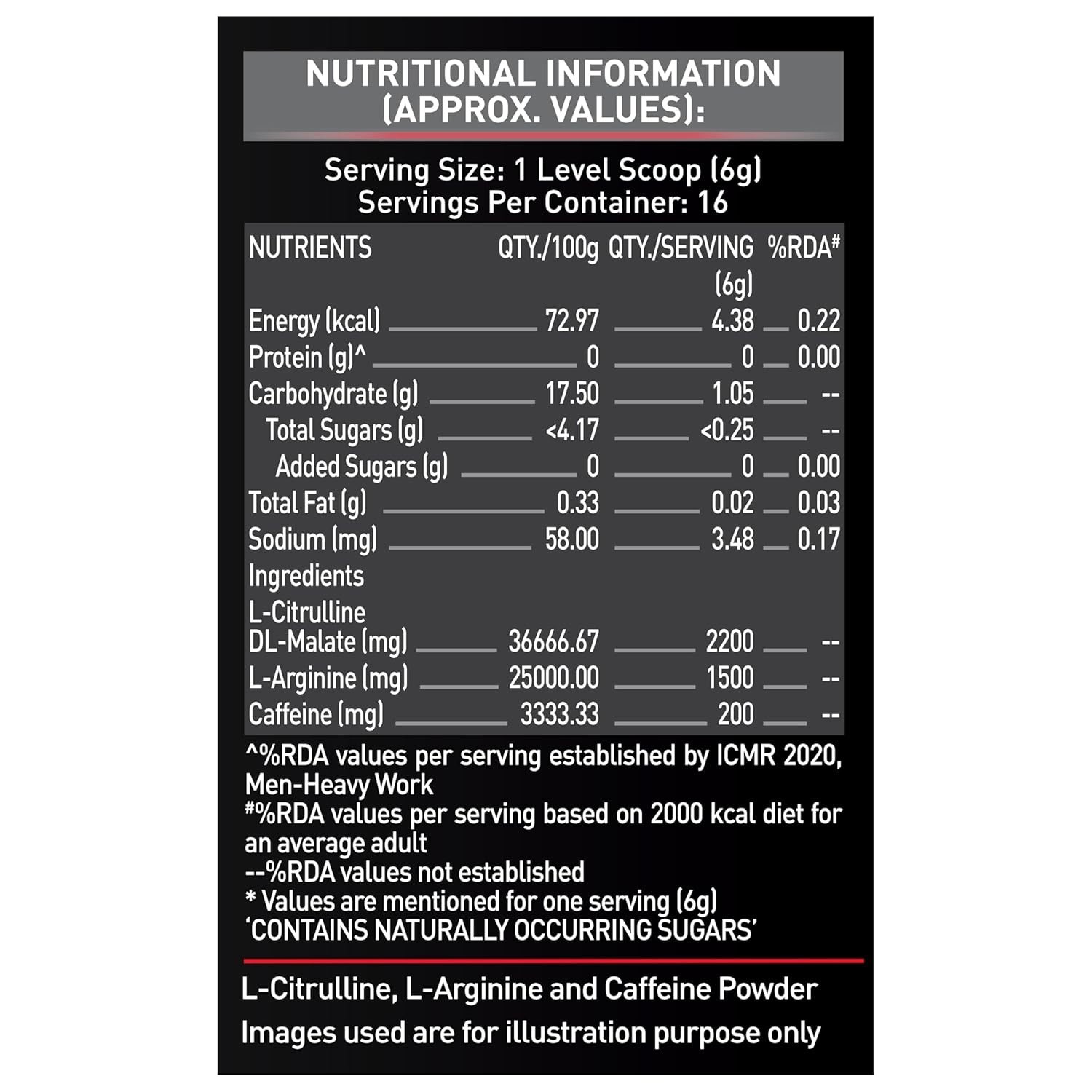 Pre Workout 200 (Fruit Splash, 16 servings, 100g) | 200mg Caffeine,Citrulline
