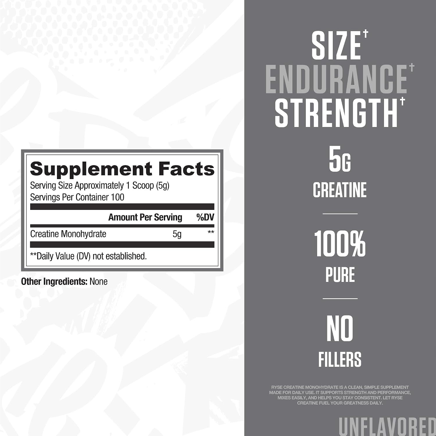 RYSE Creatine Monohydrate Powder – Unflavored – Supports Men & Women Lean Muscle