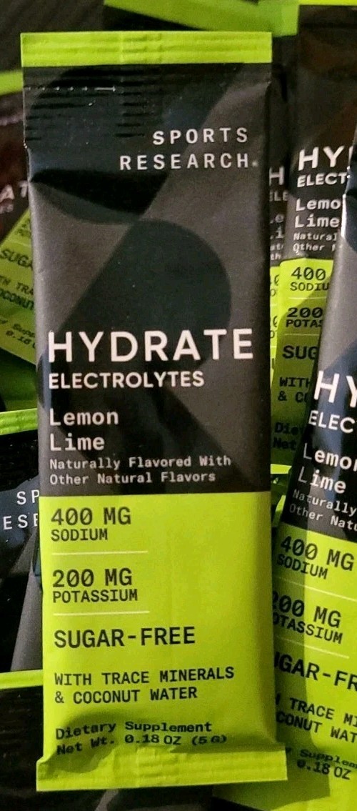 Sports Research Hydrate Electrolytes – Lemon Lime (48 Packets) ~EXP: 11/26