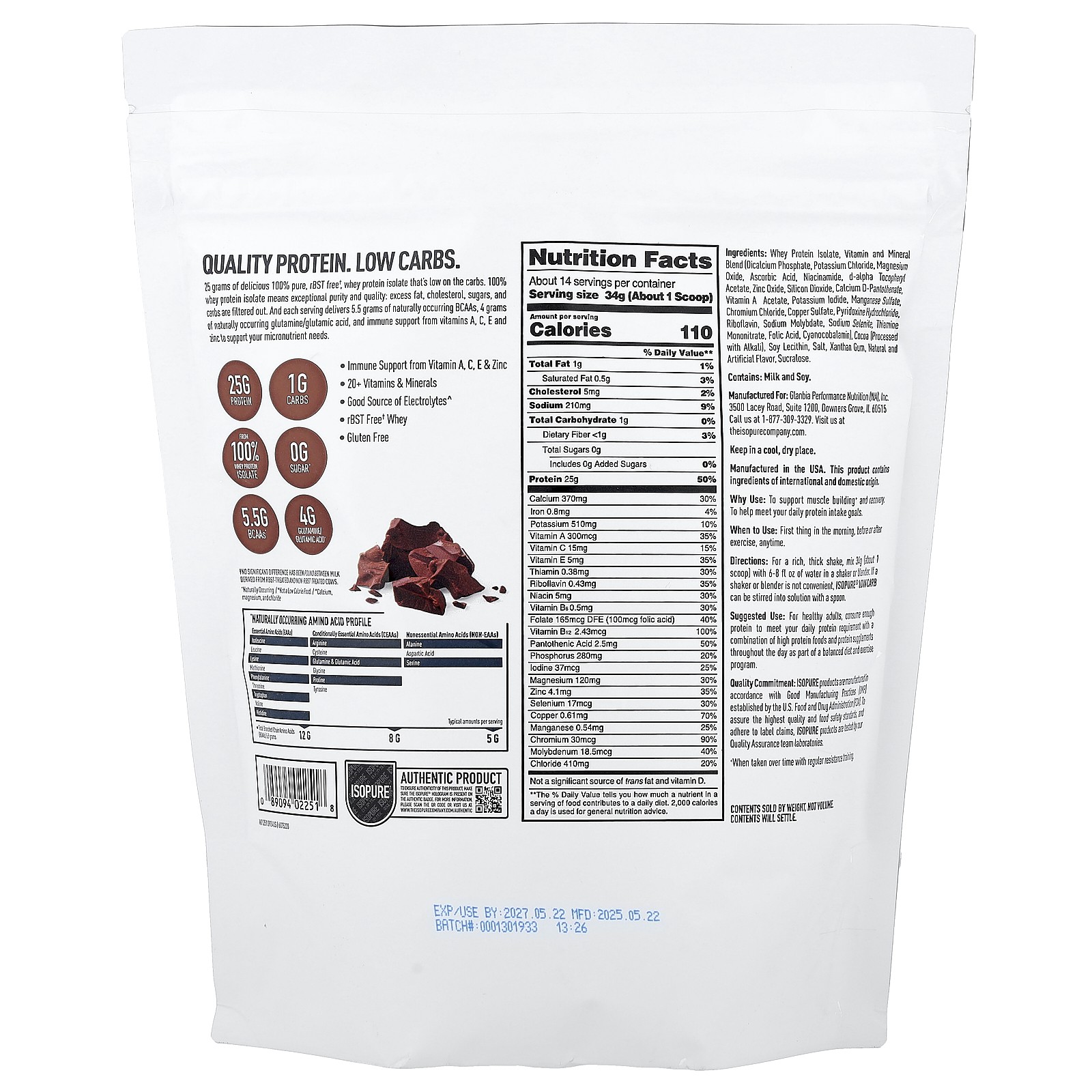 Low Carb Protein Powder, Dutch Chocolate, 1 lb (454 g)