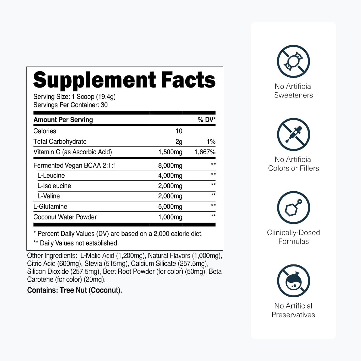 Transparent Labs BCAA Glutamine 8000 Mg of BCAA Powder with L Glutamine for …