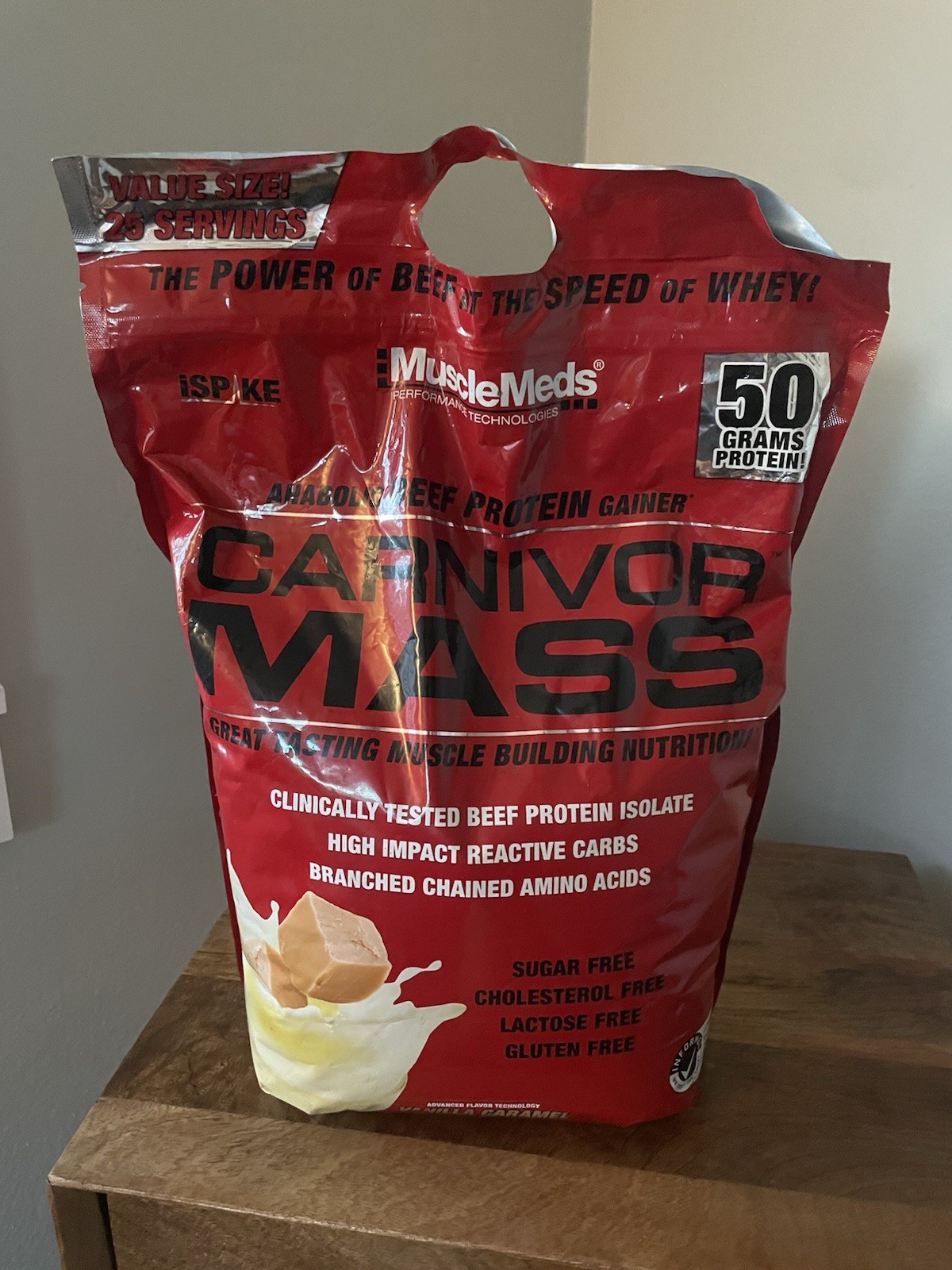 MuscleMeds Carnivor Mass Anabolic Beef Protein Gainer, Vanilla Caramel, 10 lb