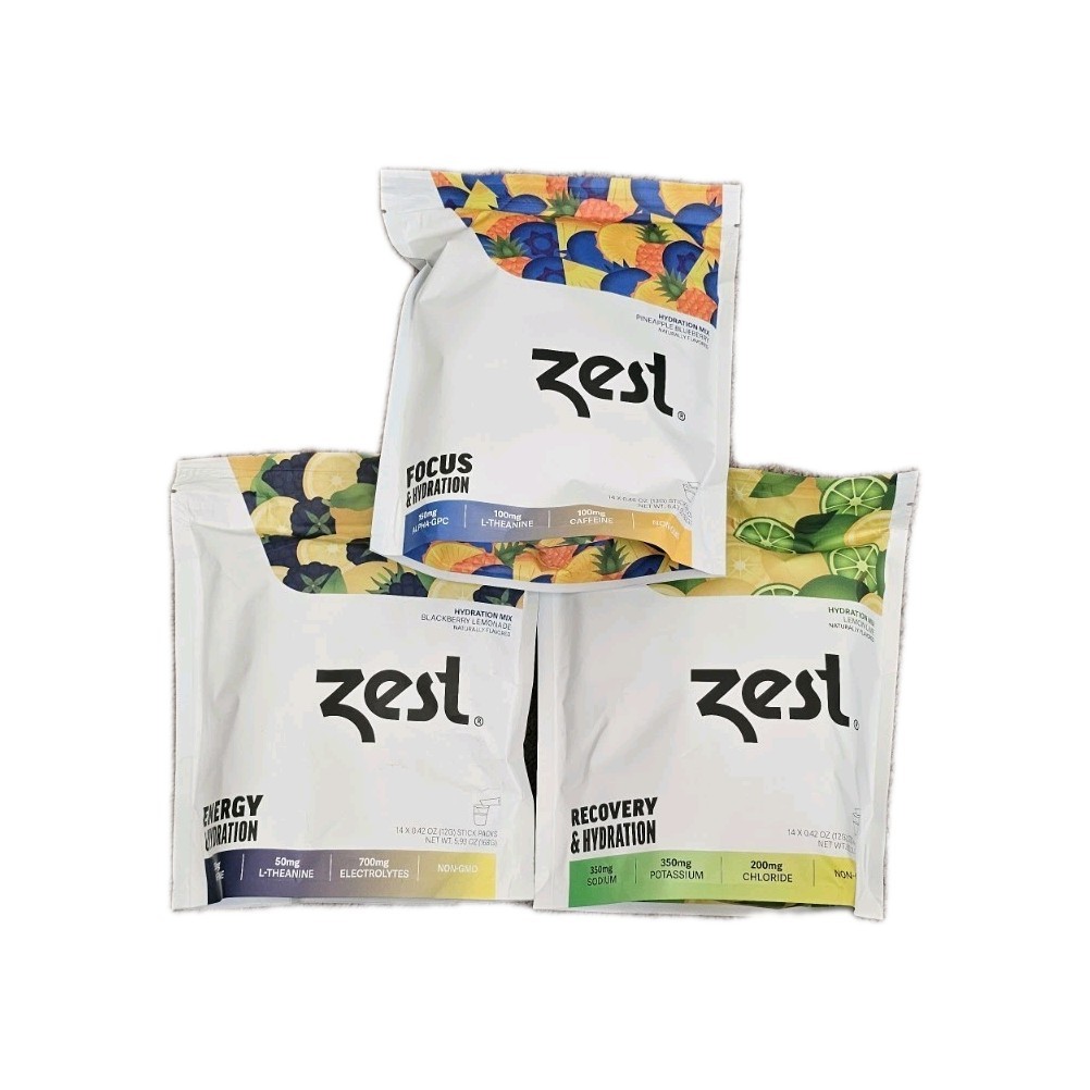 ( 3 Pack ) Zest Electrolyte Hydration Powder 14 Packets per Bag ~ Exp: 04/26