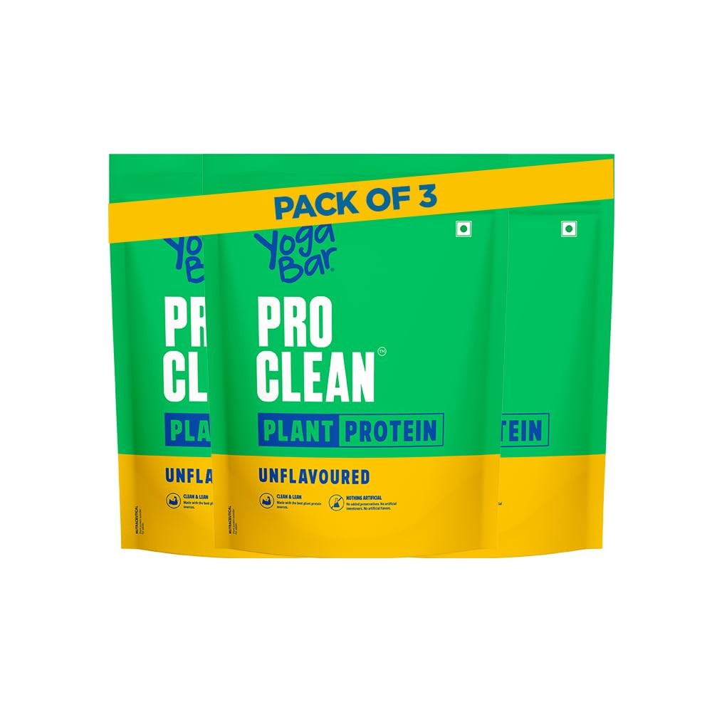 Yogabar Pro Clean Plant Protein 500g (3 Pack) | Unflavoured, Vegan, Gluten-Free