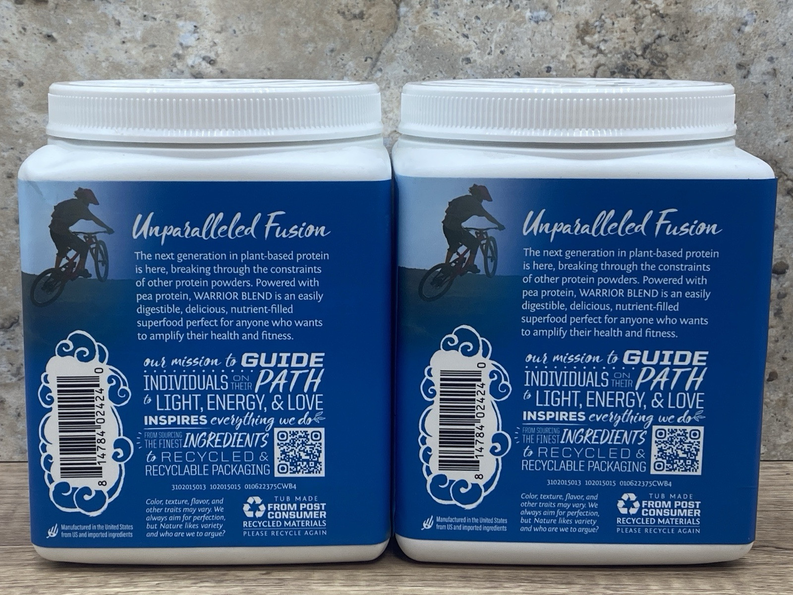 2 Warrior Blend Organic High Performance Protein Powder 13.2 Oz (375g) Chocolate