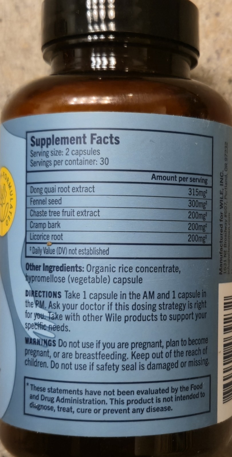 WILE 40 + PERIOD SUPPORT Flow, Cramps & Mood 60 Caps (30 Servings) BEST BY 08/26