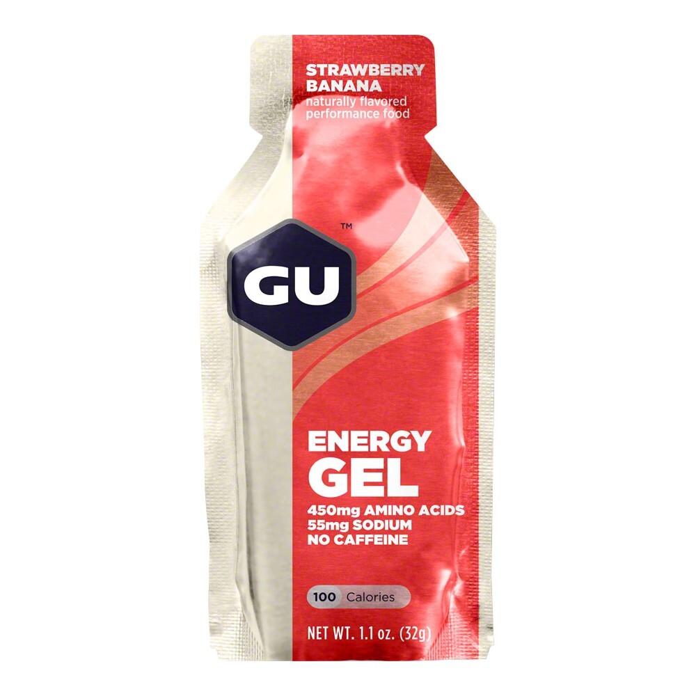 GU ORIGINAL ENERGY GEL : CAFFEINE-FREE STRAWBERRY BANANA – Box of 24