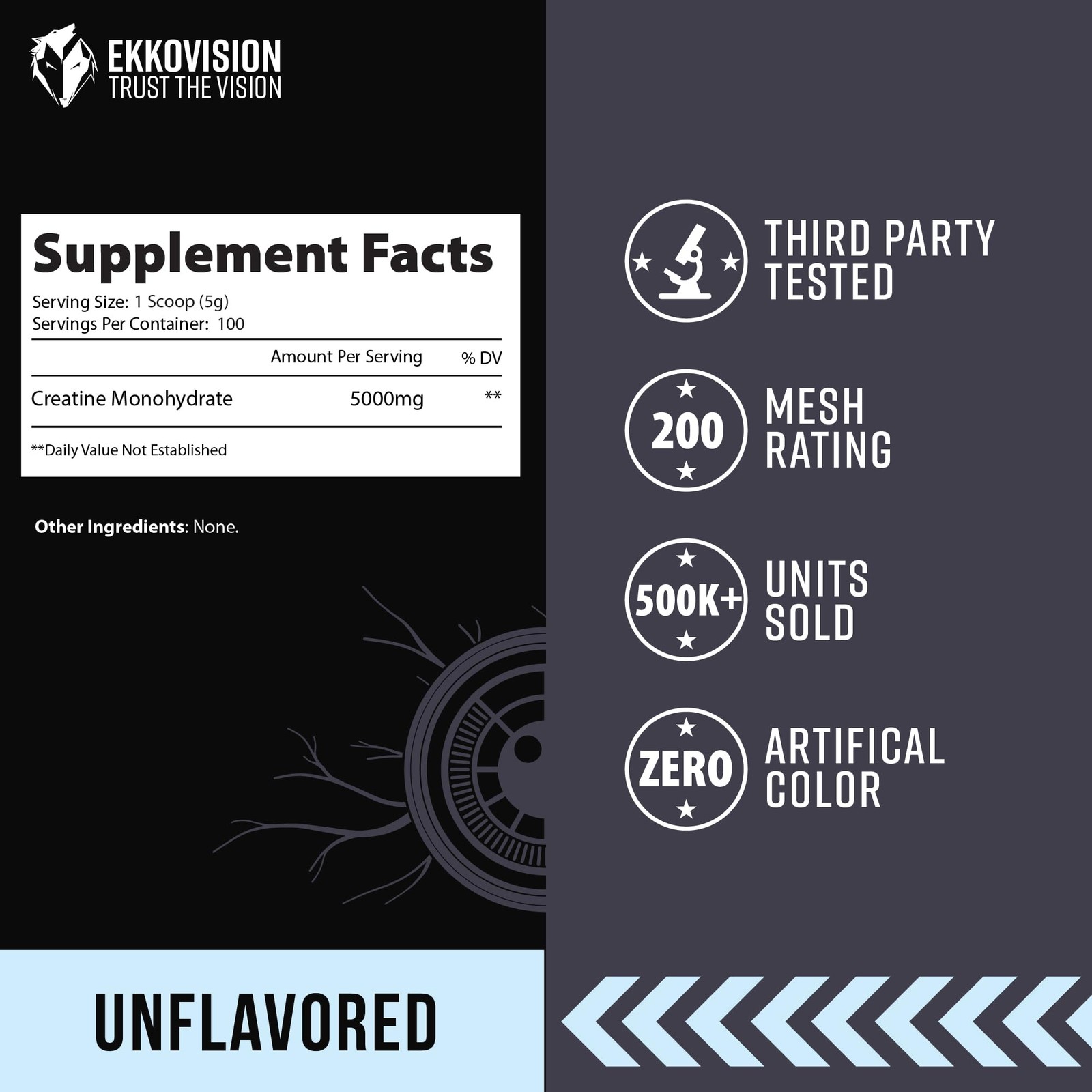 Ekkovision Creatine Monohydrate Powder, 100 Servings (Pack of 1), White