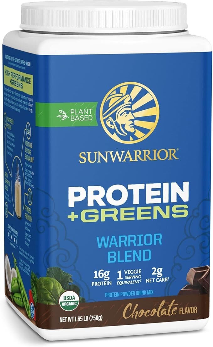 Sunwarrior Warrior Blend Organic Vegan Protein Powder BCAA Unflavored 1.65 lbs