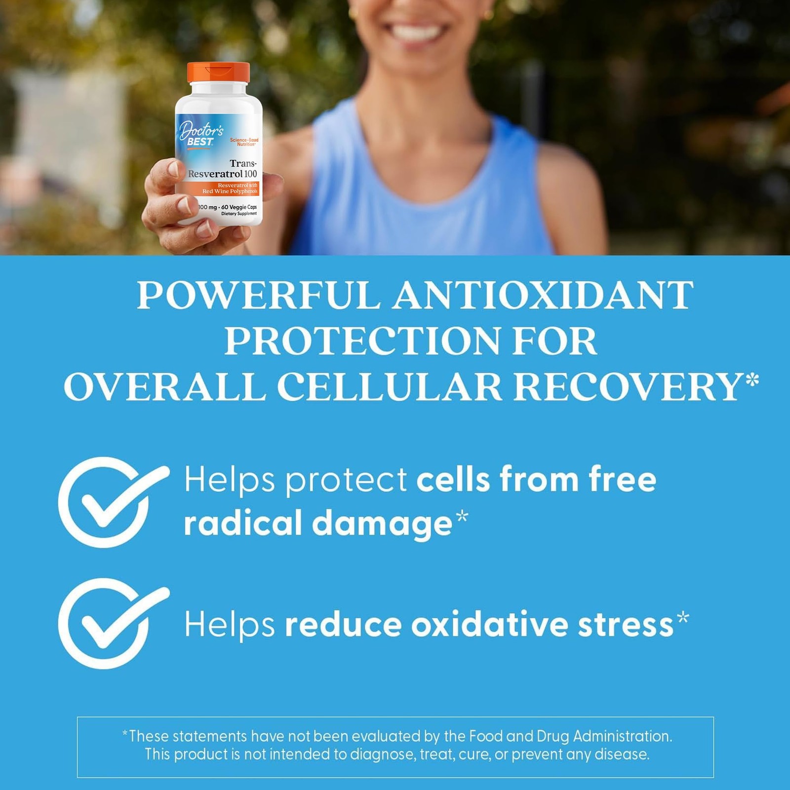 Doctor’s Best Trans Resveratrol 100 mg Supplement for Men & Women – Red Wine Pol