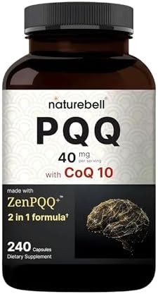 NatureBell PQQ with CoQ10-240 Capsules – 40mg Active PQQ with 10mg Coenzyme Q10