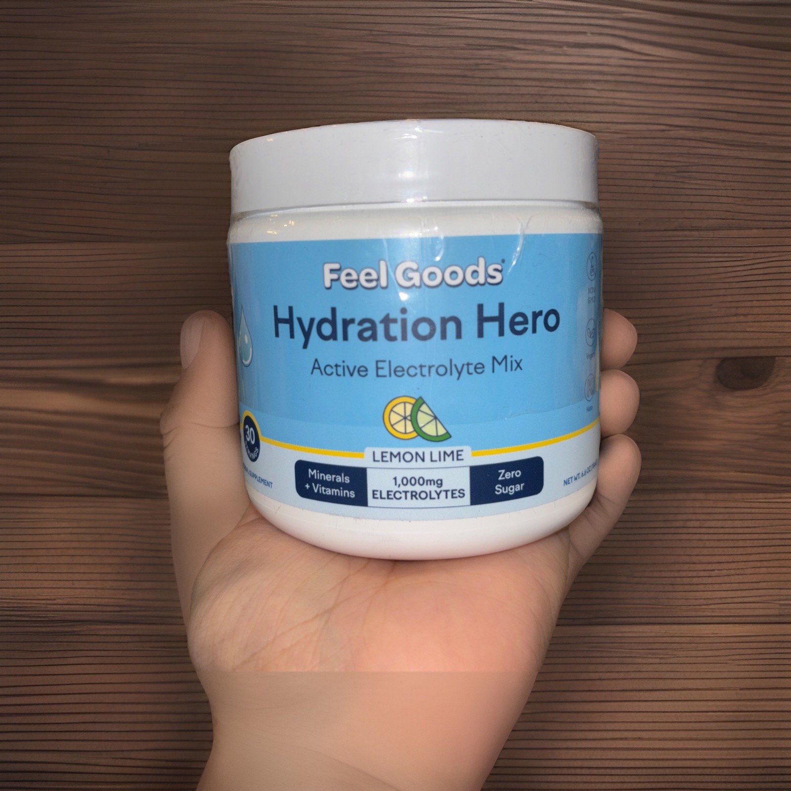 FEEL GOODS LEMON LIME Electrolytes 30 Servings minerals + vitamins BB 04/26