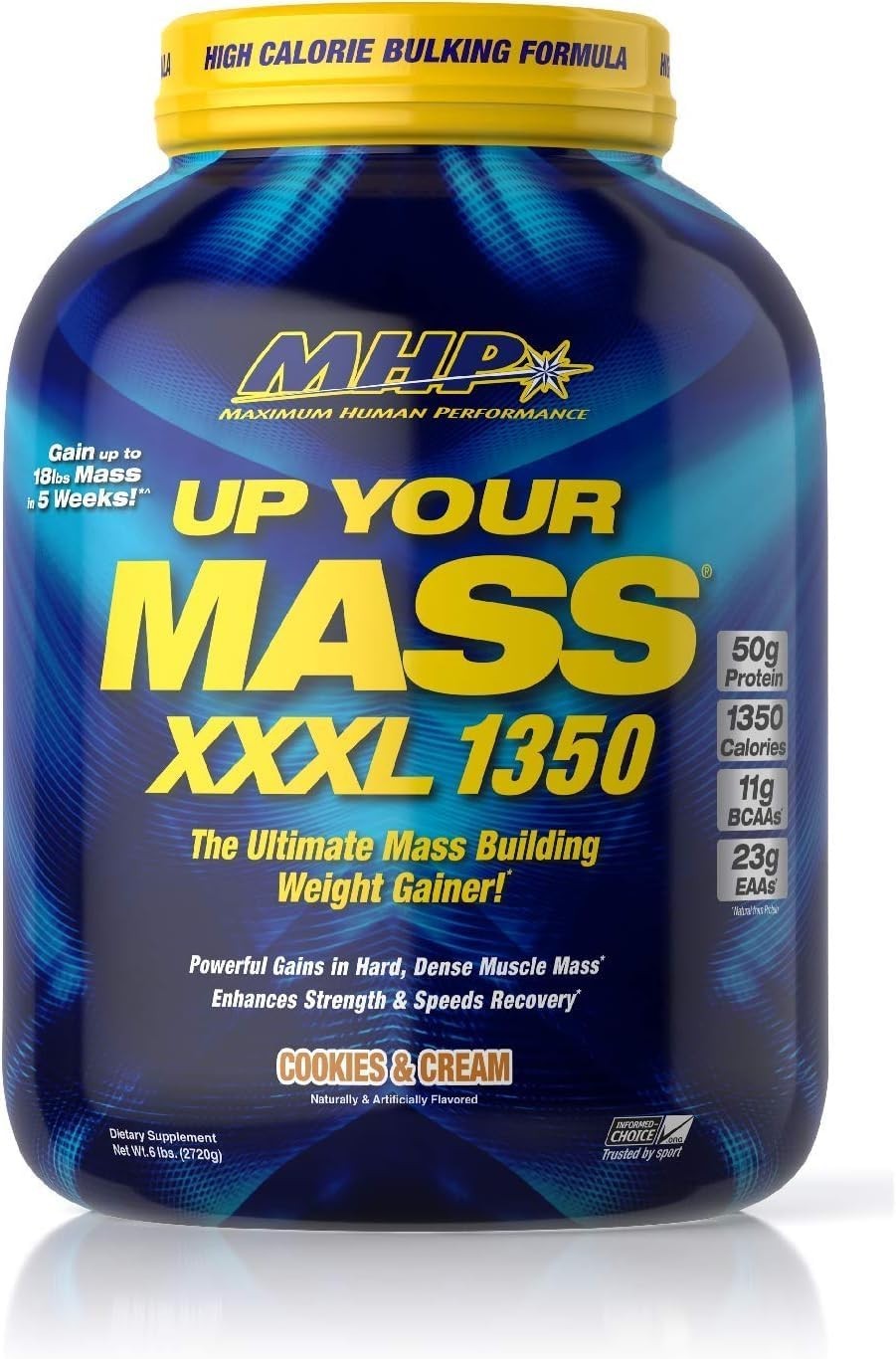 MHP UP Your Mass XXXL 1350 – 50g Protein Muscle Builder, Cookies & Cream 6lb