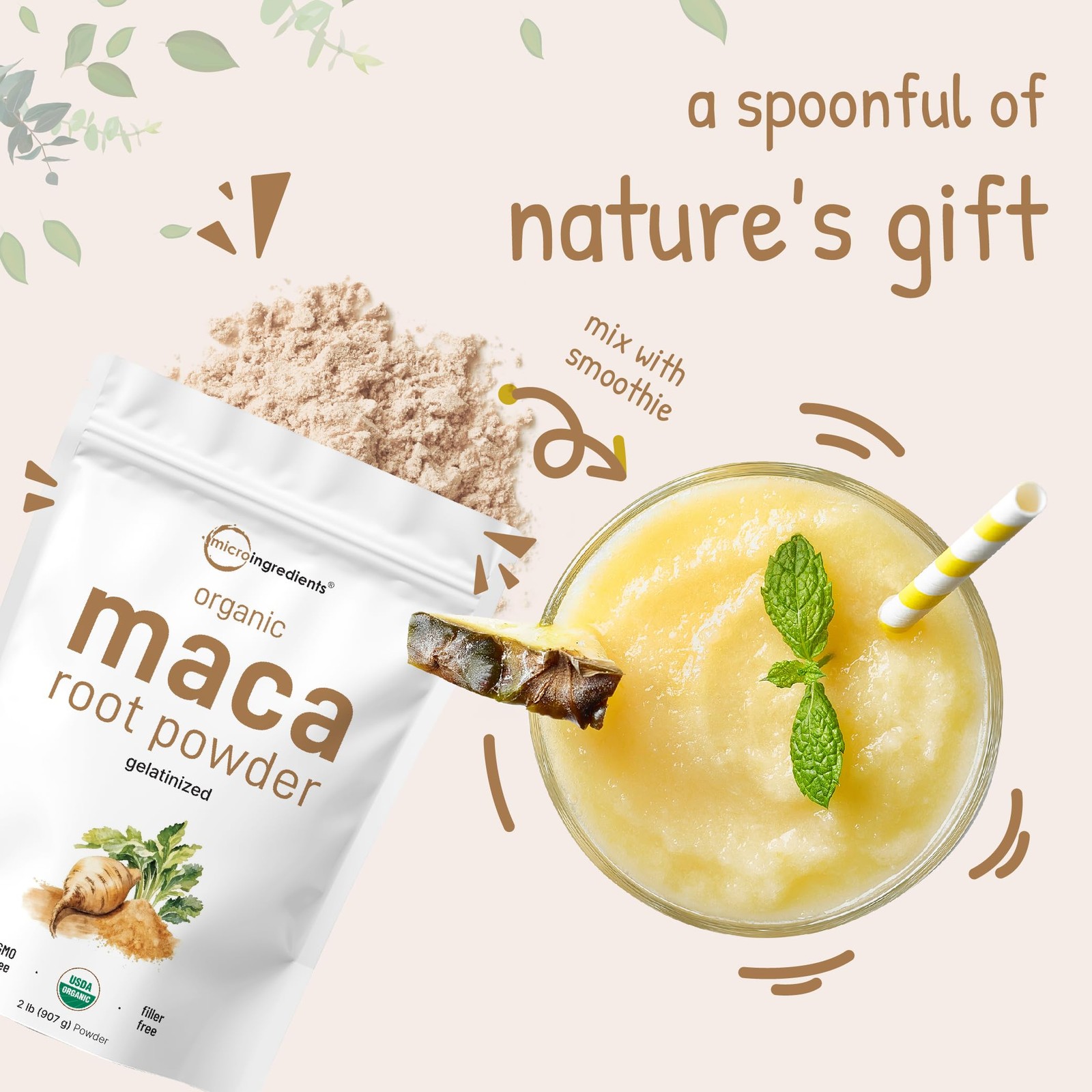 Micro Ingredients Organic Maca Root Powder, 2 Pound, 2 Pound (Pack of 1)