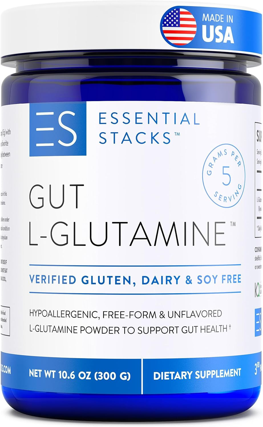 Gut L-Glutamine Powder – Exclusively Made in USA – Pure L Glutamine Powder fo…