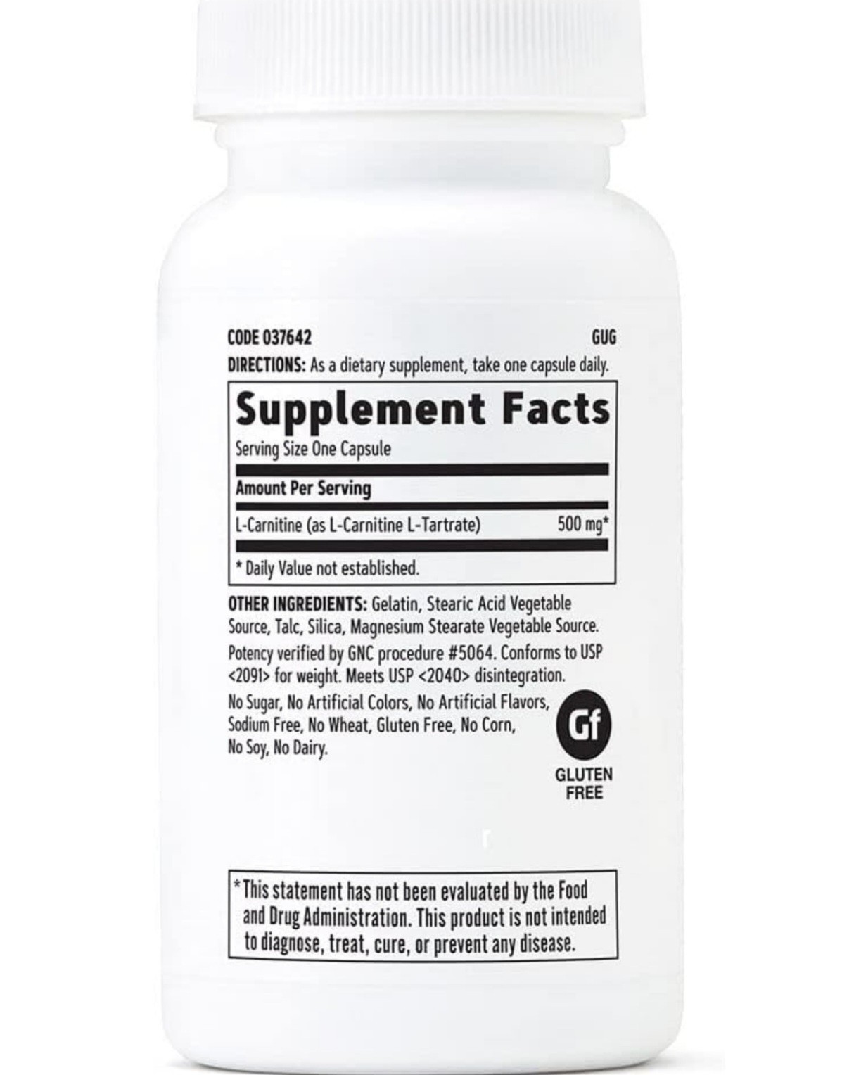 GNC L-CARNINTINE 500 mg 60 Capsules ( 60 Servings ) BEST BY 10/26