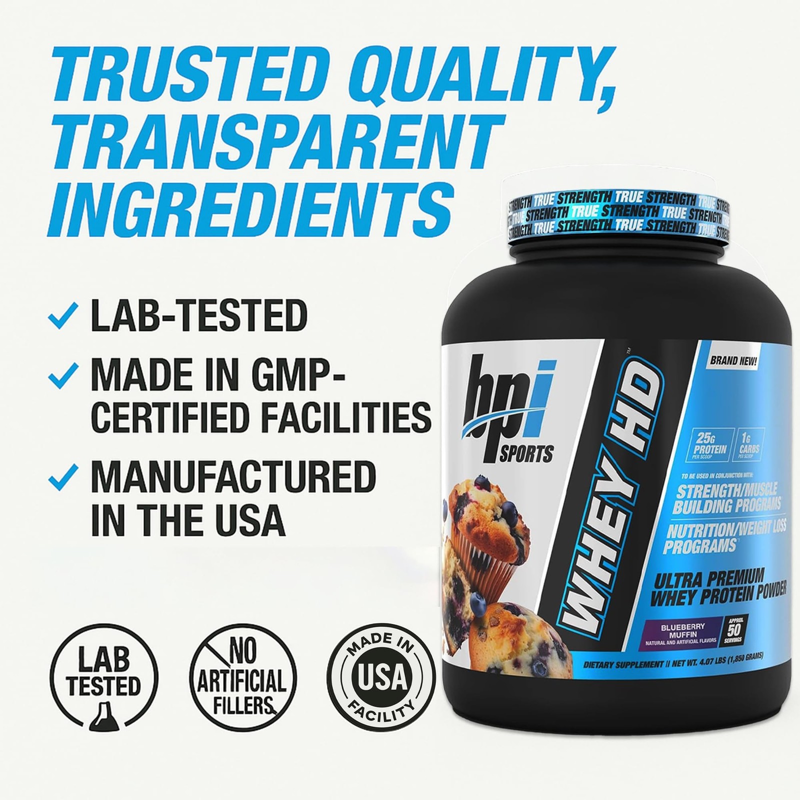 BPI Sports Whey HD Ultra Premium Protein Powder Isolate Workout Whey Protein