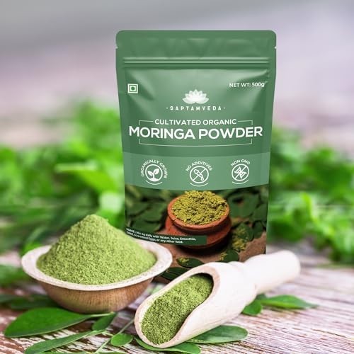 SAPTAMVEDA Organic Moringa Powder 1kg 500g x2 Drumstick Leaf Protein
