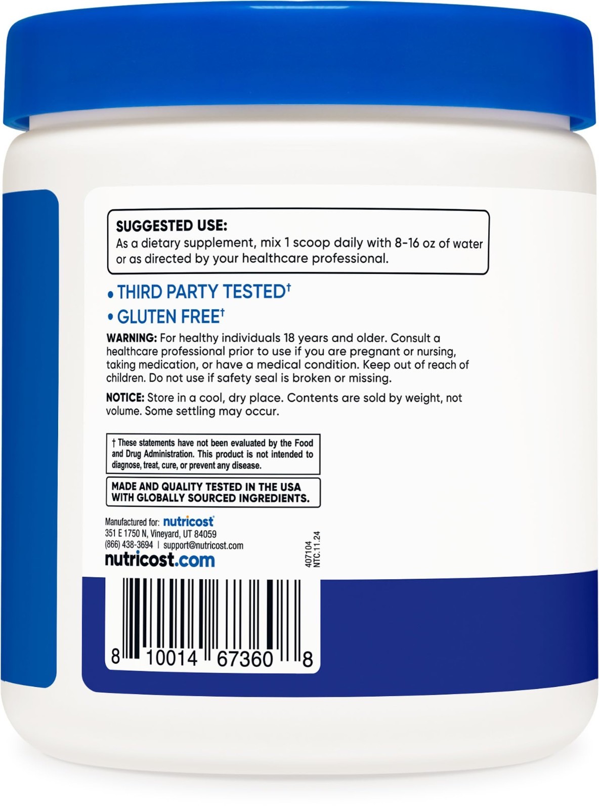 Essential Amino Acids EAA Powder – 30 Servings Blue Raspberry, GMO-Free, Gluten-