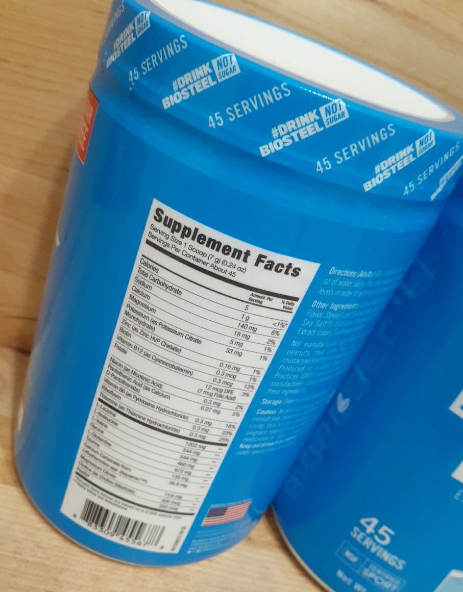 2 PACK: BIOSTEEL BLUE RASPBERRY HYDRATION MIX 45 SERVINGS NSF ELECTROLYTES 11oz