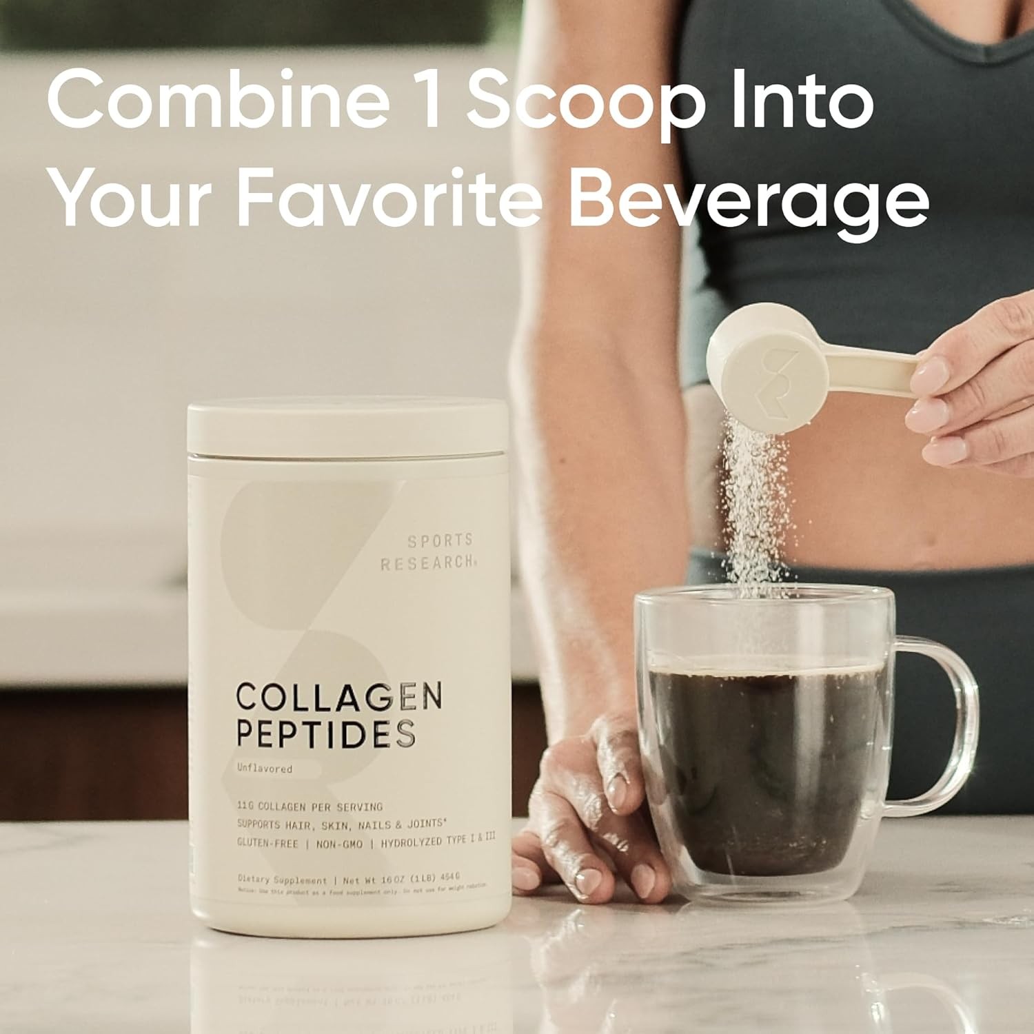 Sports Research Collagen Peptides – Hydrolyzed Type 1 & 3 Collagen Powder Protei
