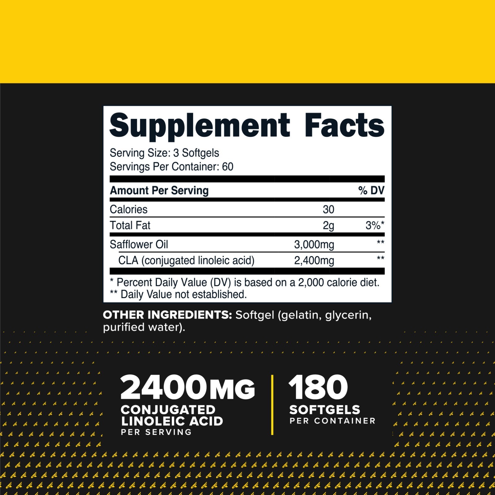 PrimaForce Max CLA Supplement, 180 Softgels, 60 Servings, 2400 mg Per Serving