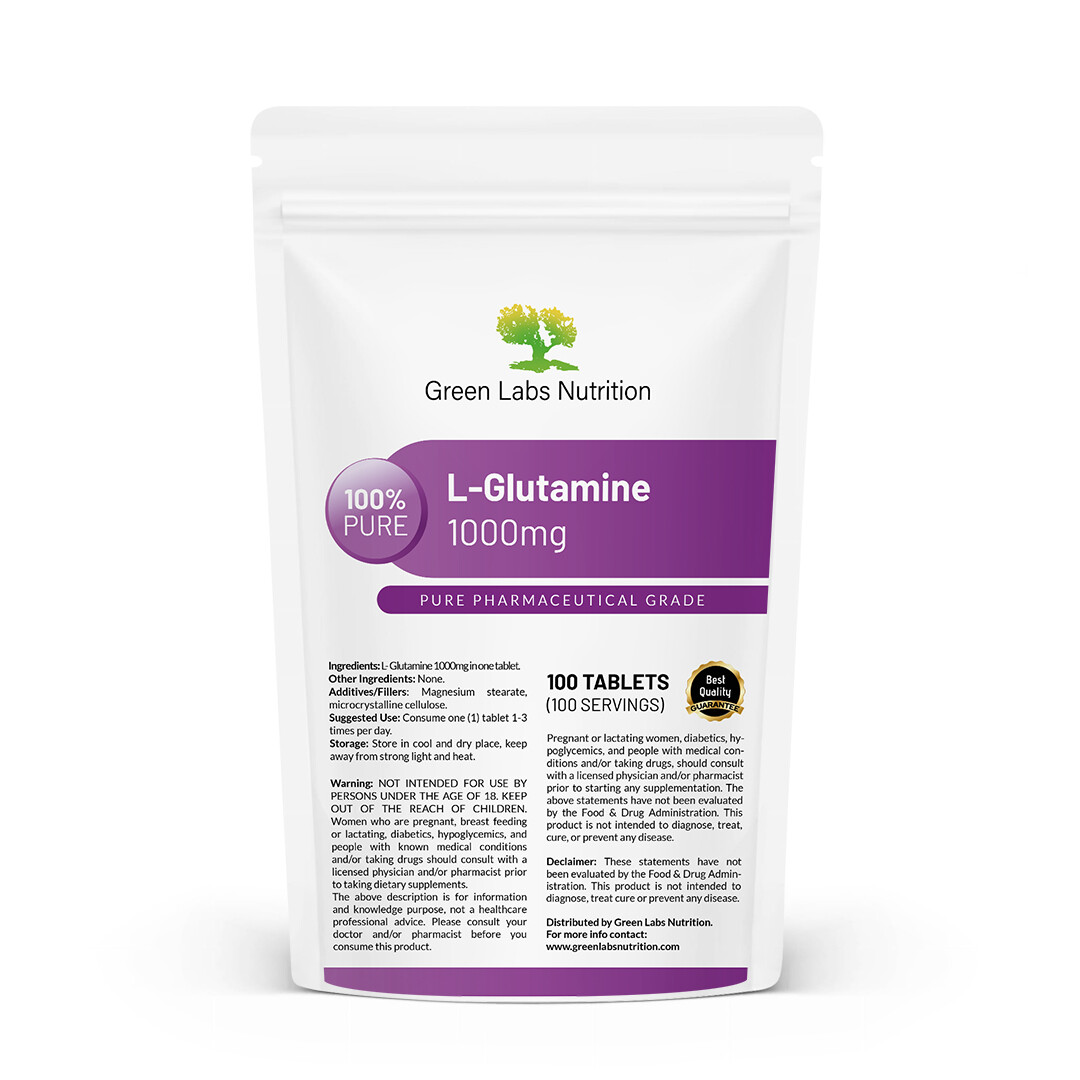 L-Glutamine Tablets 1000mg 100% Pure Amino Anticatabolic
