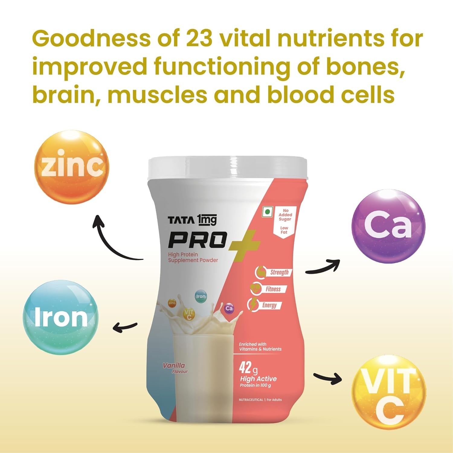 High Protein Powder with 23 essential nutrients For Overall Fitness | Vanilla