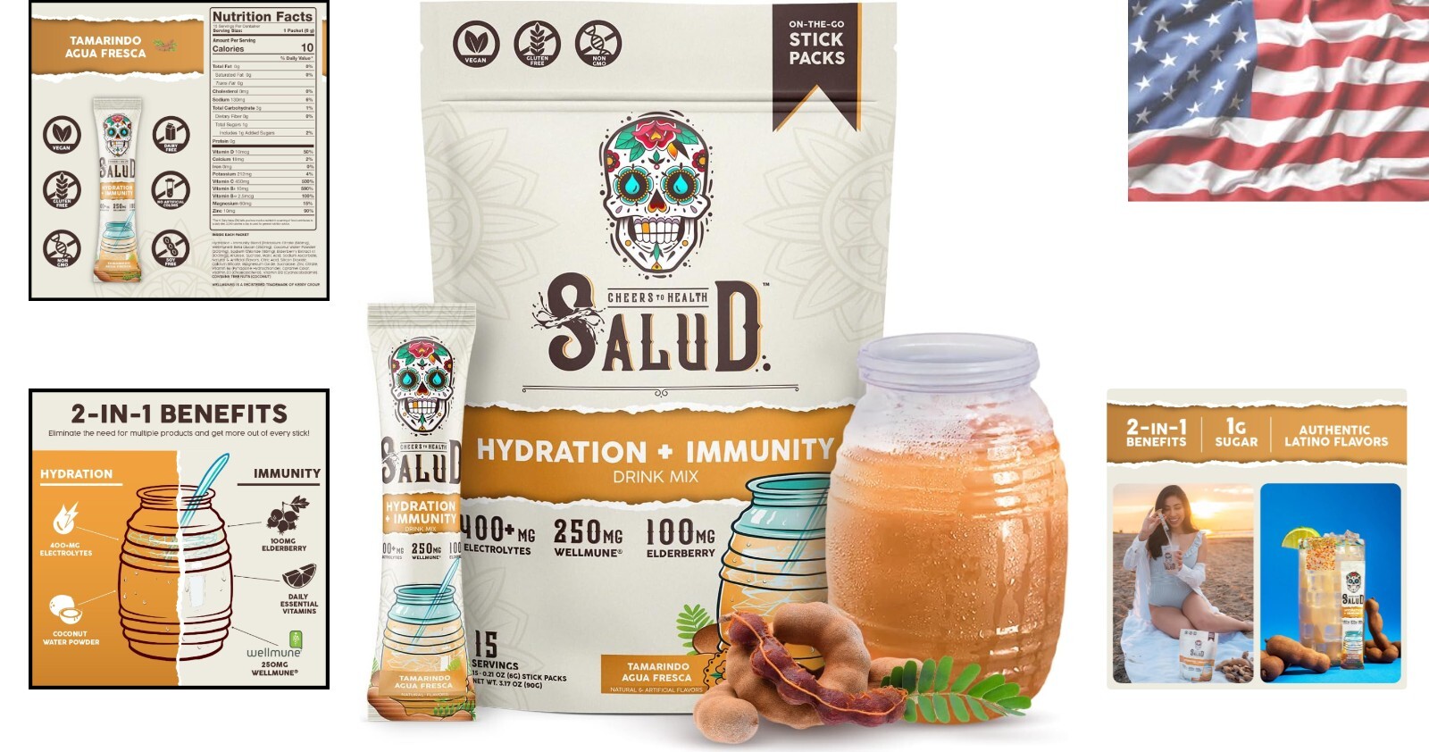2-in-1 Hydration Packets with Immunity-Boosting Electrolytes, 15 Servings