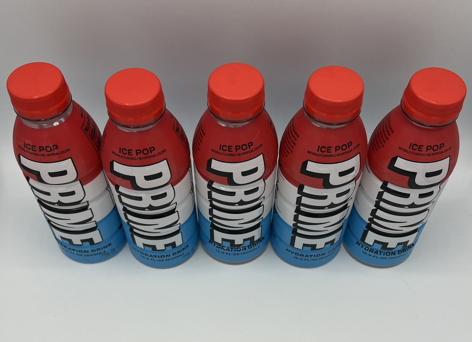 Prime Hydration Drink, 16.9 fl oz Bottle – Ice Pop | Lot of 5 Bottles