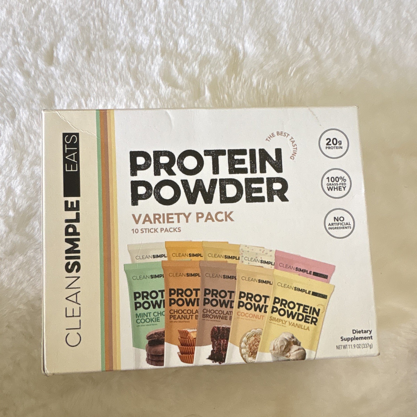 Clean Simple Eats Protein Powder Variety Pack 10 Stick Packs Whey 11.9oz