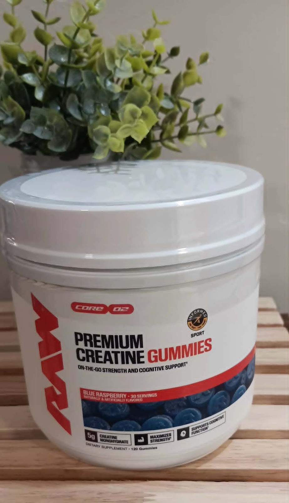 RAW-CORE 02-PREMIUM CREATINE GUMMIES-BLUE RASPBERRY-30 SERVINGS EXP 03/2028-NEW