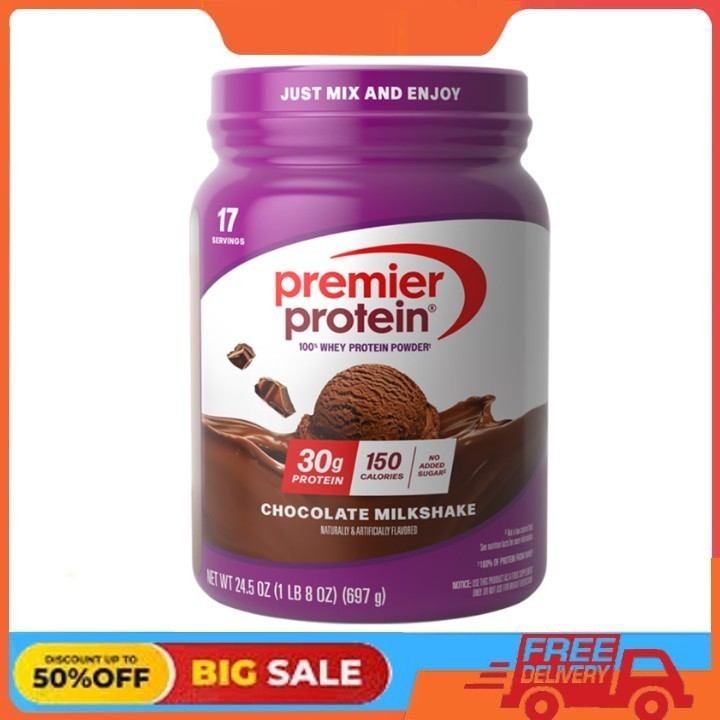 Premier Protein 100% Whey Protein Powder, Chocolate Milkshake, 24.5 oz, 1.5 lb
