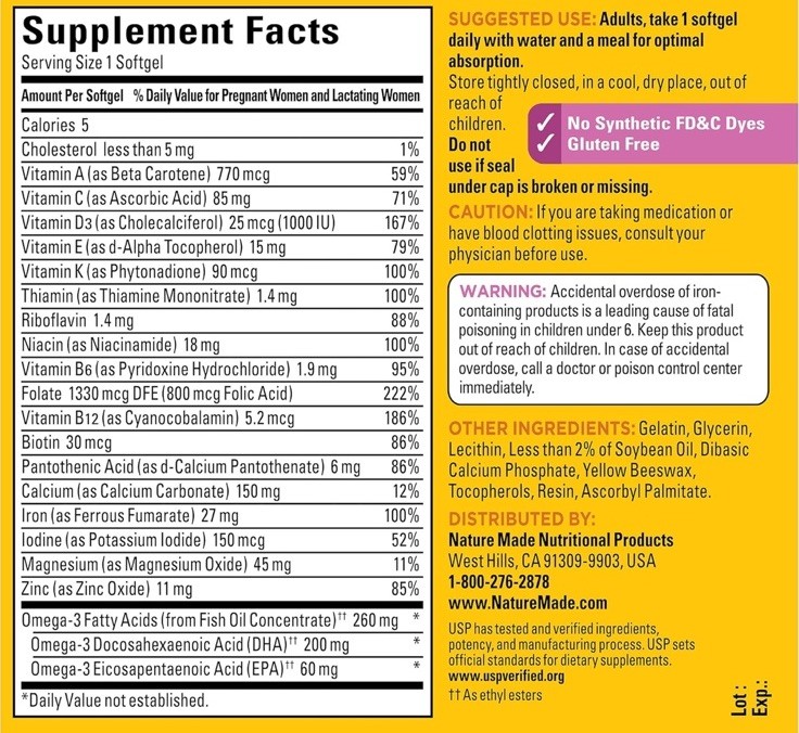 Pregnancy Prenatal Vitamins Folic Acid+ DHA, Daily Nutritional Support 110 count