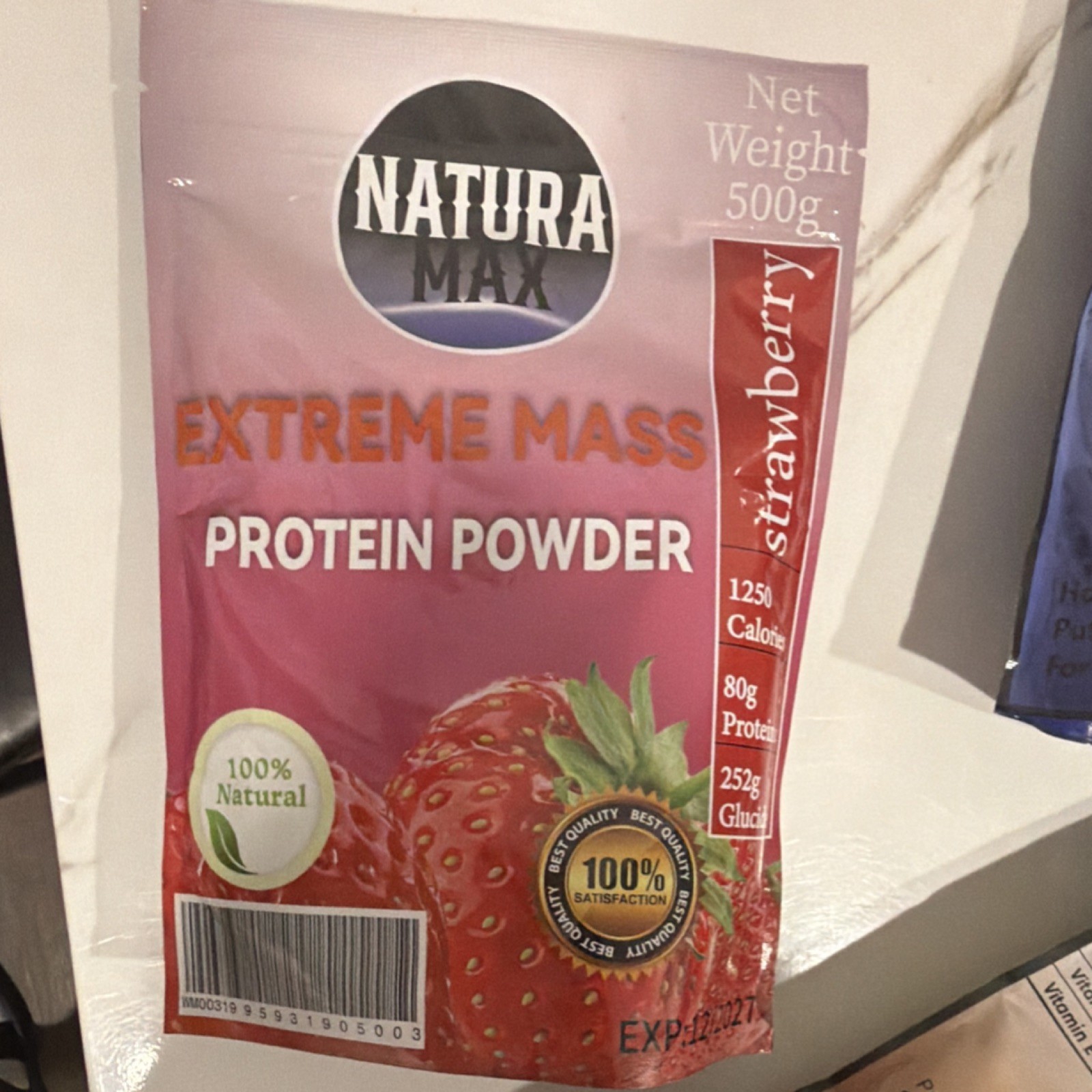 Natura Max Natural Protein Powder Strawberry Vanilla 500g Muscle Gain