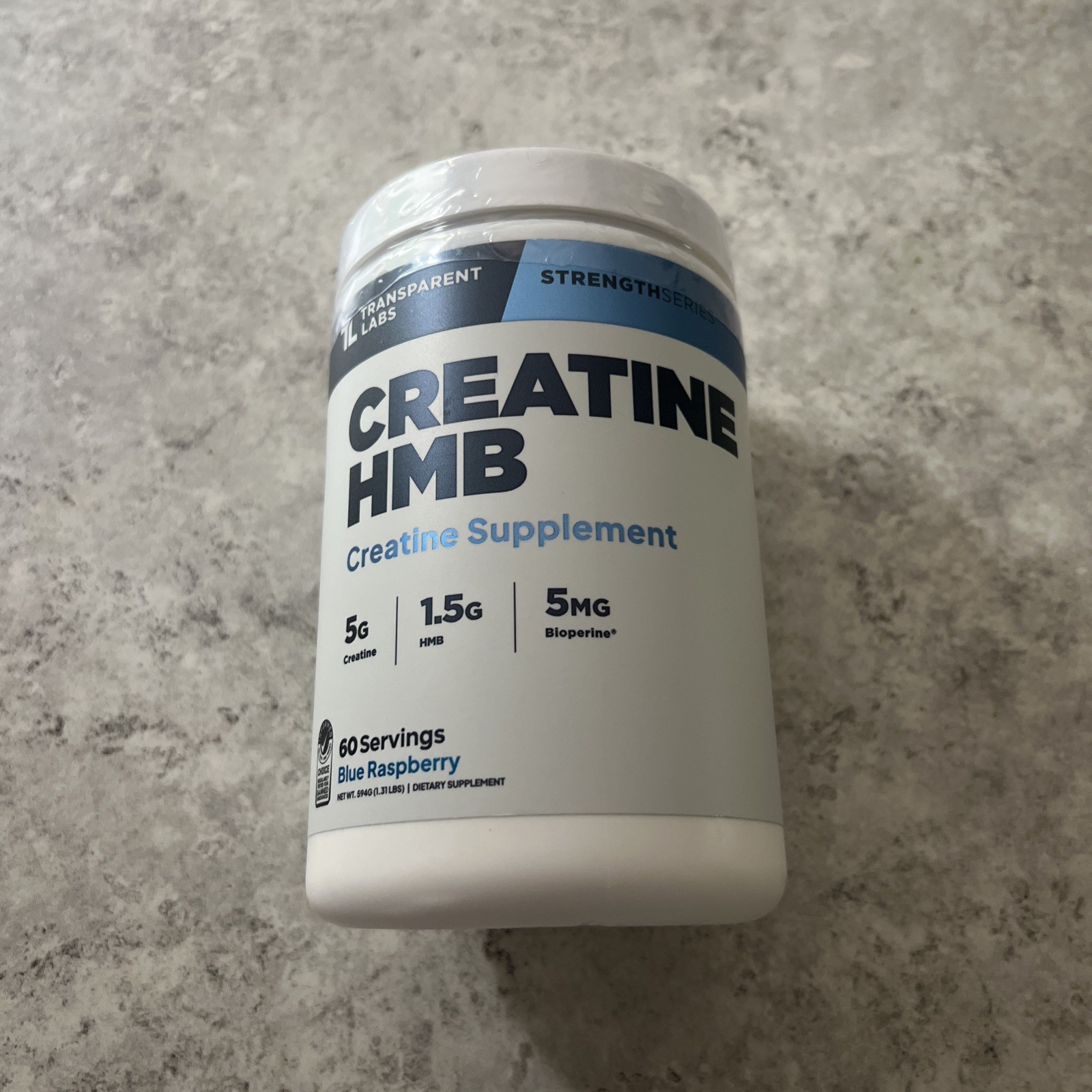 Transparent Labs Creatine HMB BioPerine Blue Raspberry Powder 60 Servings