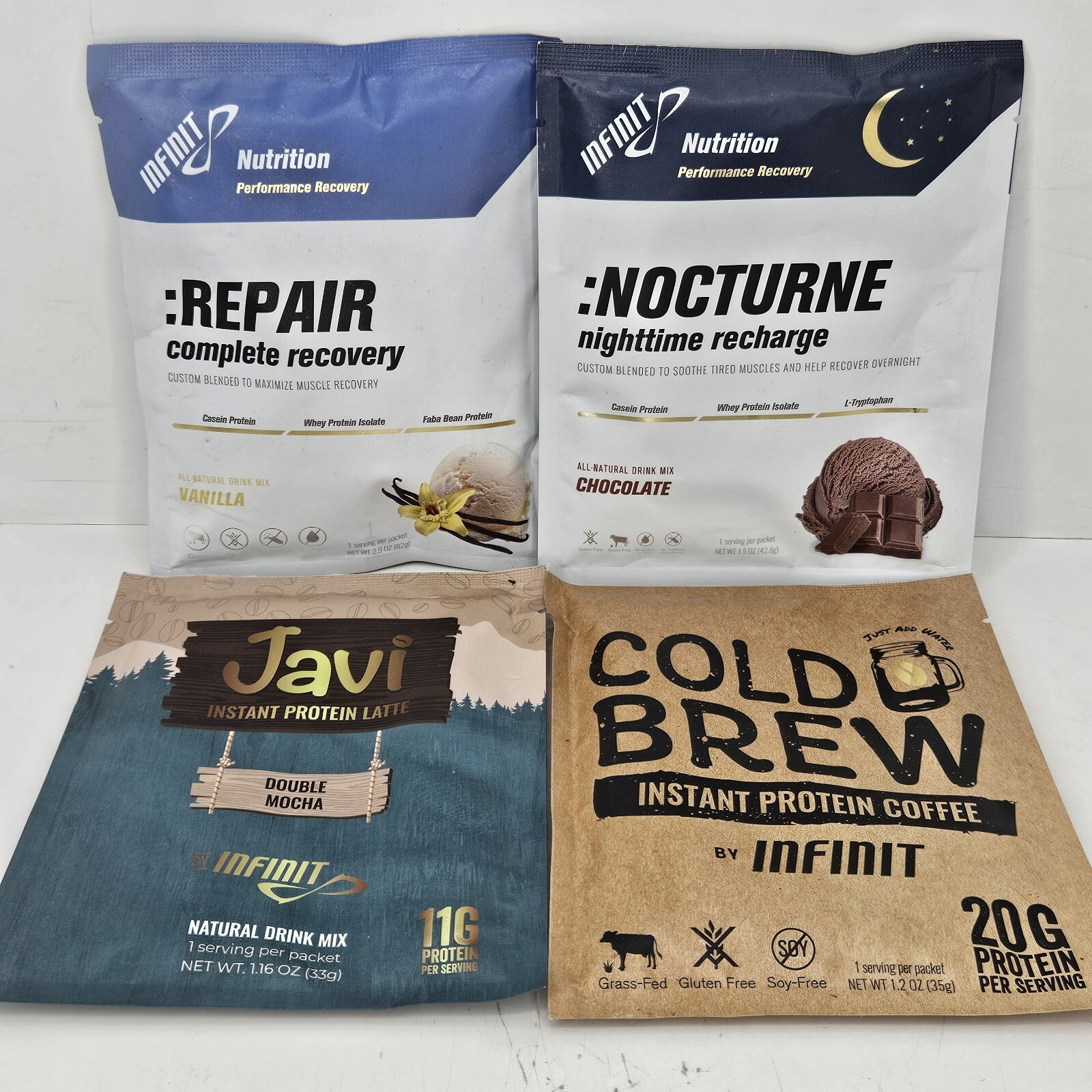 Lot Of Infinit Nutrition Packets Repair Nocturne Java Coffee 4 Packets Total