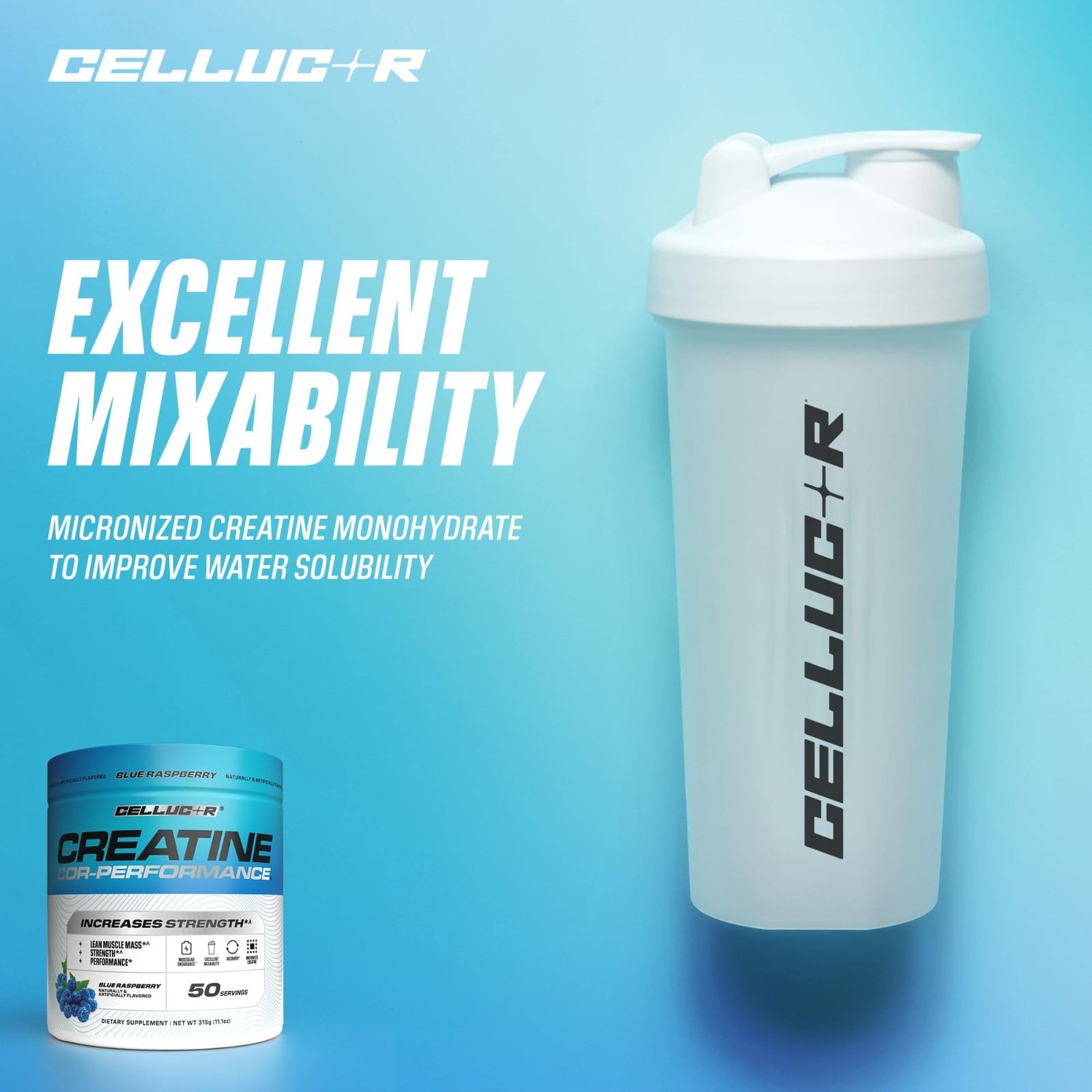 Micronized Creatine Powder – Blue Raspberry, Boost Strength & Endurance, 5g/Serv