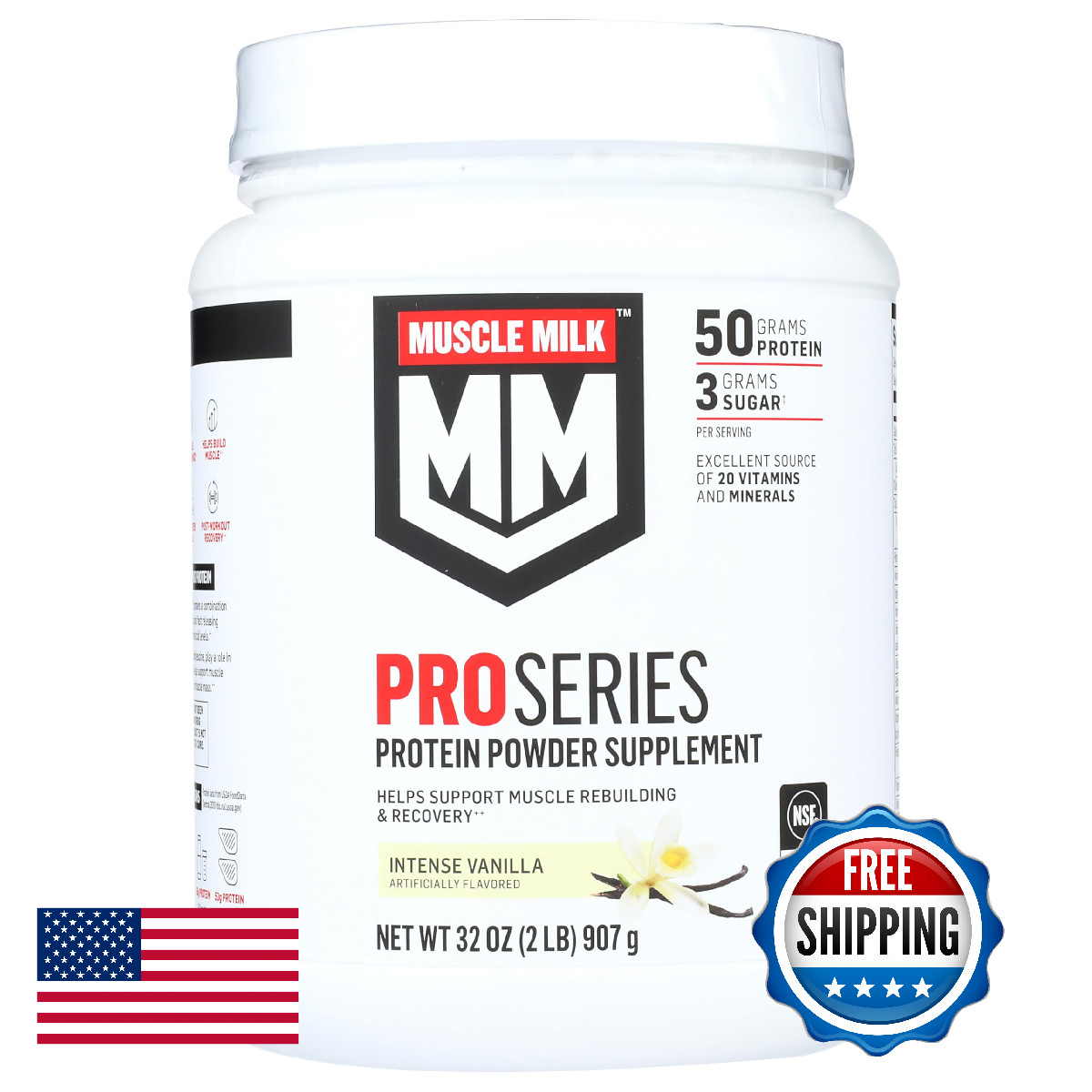 Muscle Milk Pro Series 50g Protein Powder Intense Vanilla 2lb