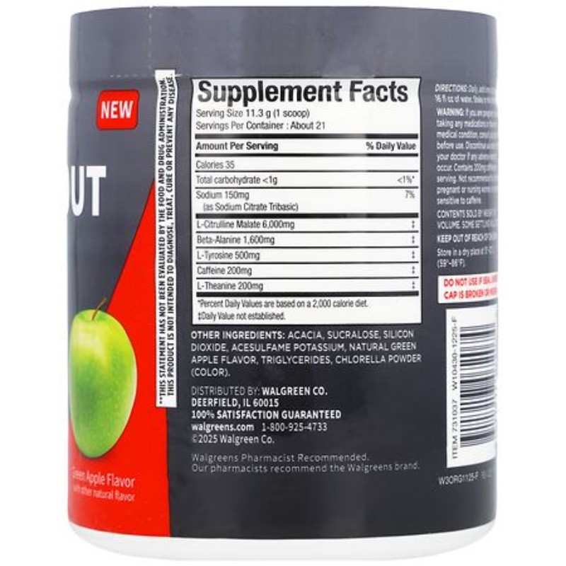 Pre-Workout Powder Green Apple 8.5 oz