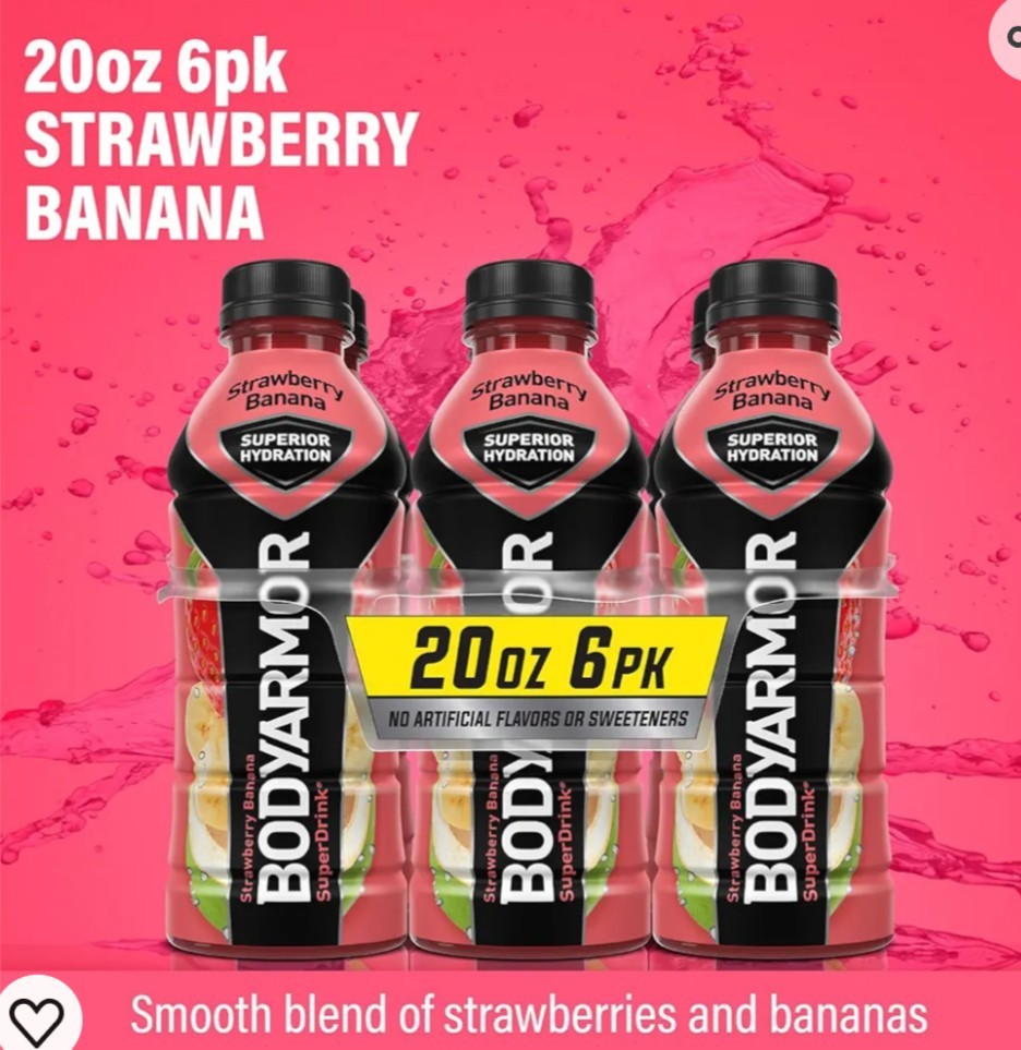 BODYARMOR Sports Drink, Strawberry Banana, Coconut Water 12 Fl Oz ( Pack of 6 )