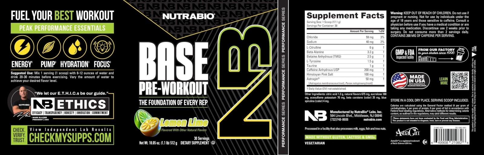 Pre-Workout Powder 200mg Caffeine, Sugar Free, Energy, Focus, Endurance, Pump –