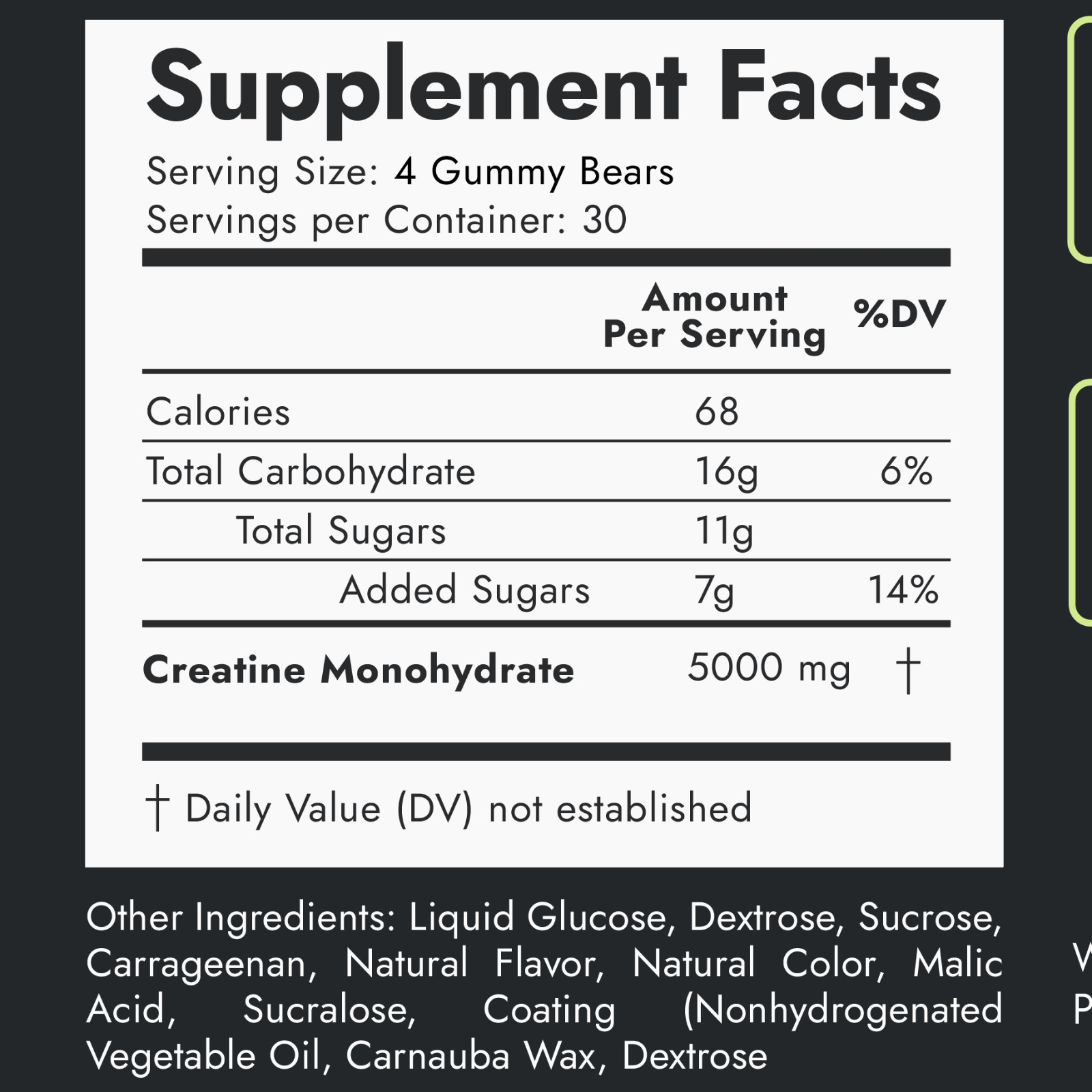 Creatine Gummies Chewable Creatine 1,250mg per Gummy – Natural Pineapple Flavor
