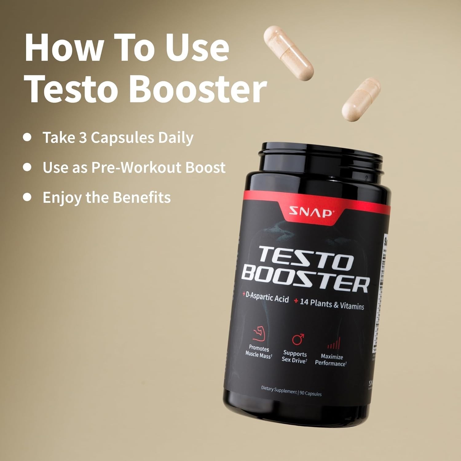 Nitric Oxide & Testosterone Booster for Men, L Arginine, L Citrulline 60 & 90