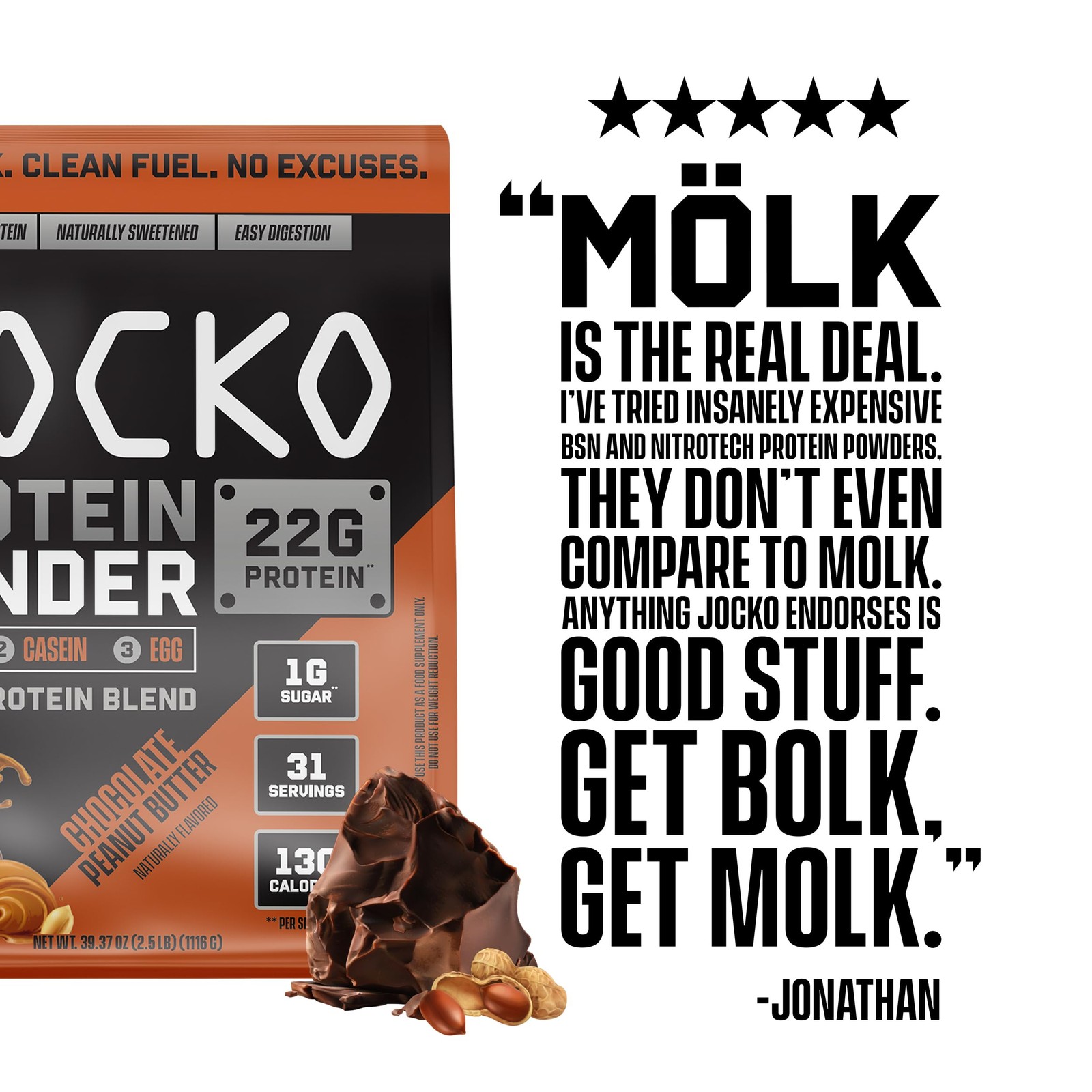 Jocko Fuel Mölk Whey Protein Powder 22g Low Sugar Monk 2 Pound (Pack of 1)
