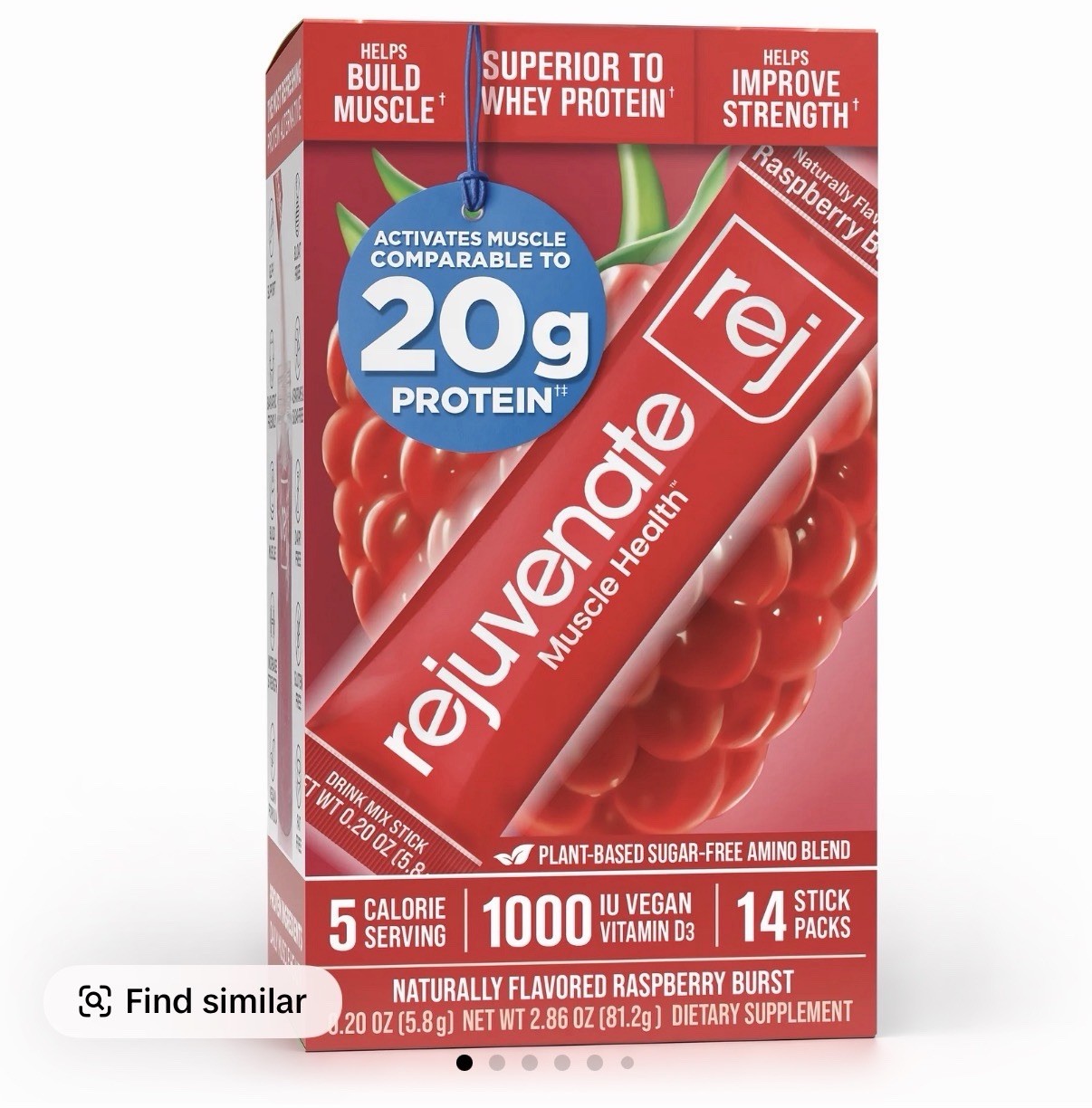 Rejuvenate Muscle Health 29g Protein Raspberry Burst Flavor 13 servings EXP 4/29