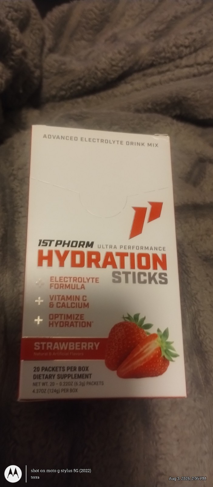 1st Phorm Hydration Sticks Strawberry Electrolyte Drink Mix 20 Pack Box New
