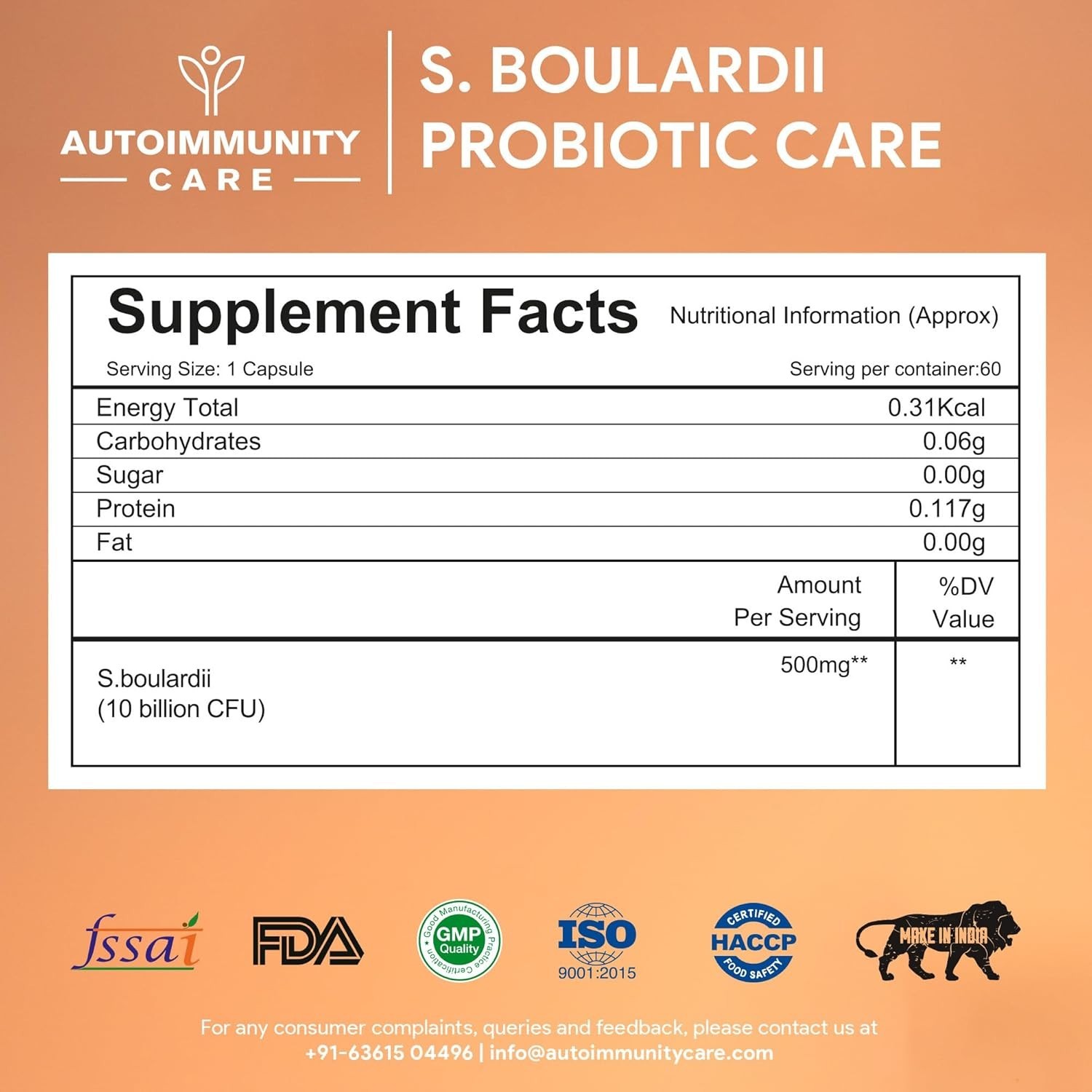 Autoimmunity Care: S. boulardii Probiotic Care | SACCHAROMYCES BOULARDII 60 Cap
